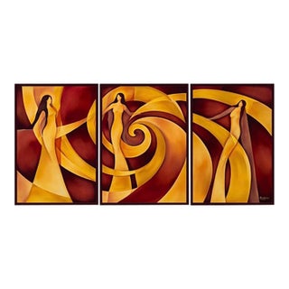 Large Scale Lucian Botez Figurative Triptych – Set of 3 Paintings For Sale