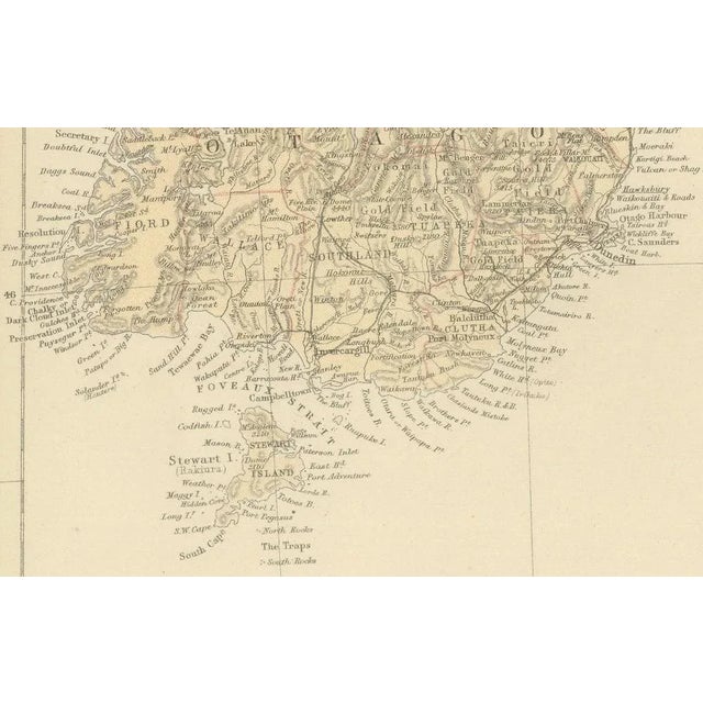 Antique Map of New Zealand with Inset of Auckland, 1882 For Sale - Image 3 of 8