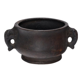 Petite Chinese Bronze Censer With Elephant Handles, C. 1700 For Sale