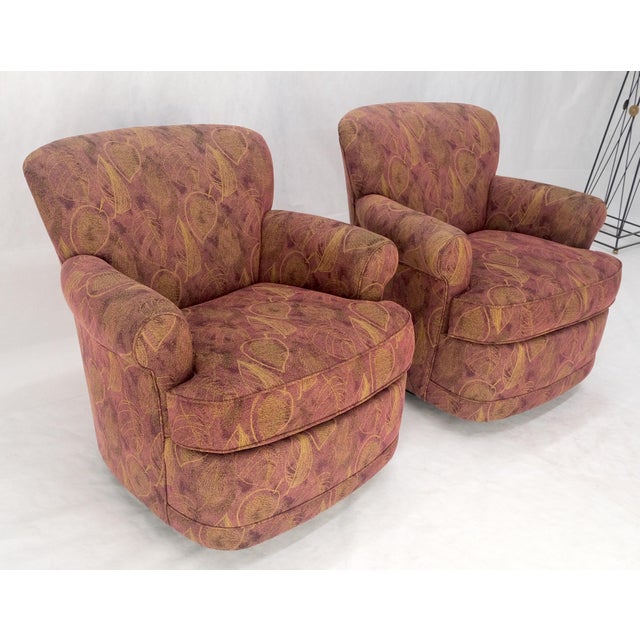 Pair Barrel Round Back Swivel & Rocking-Gliding Tub Lounge Chairs Baughman MINT! For Sale - Image 9 of 12