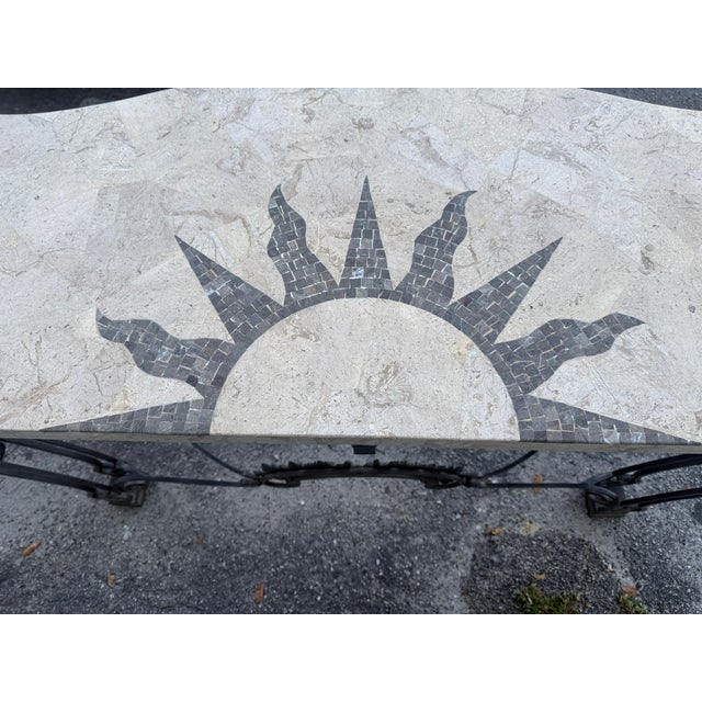 Vintage Maitland Smith Wrought Iron Console W Composite Stone Top For Sale - Image 9 of 13
