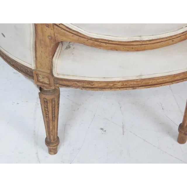 Pair of Round Back Louis XVI Style Carved Walnut Bergere Canape Chairs For Sale In Philadelphia - Image 6 of 8