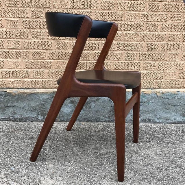 Pair of 1960's Danish Modern Attributed to Kai Kristiansen Sculpted Walnut Compass "Fire" Chairs For Sale In Los Angeles - Image 6 of 7
