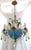 1940s Rare Italian Blue and Green Opaline Beaded Gold Leaf Chandelier For Sale - Image 10 of 11