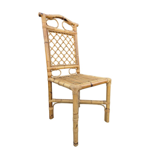 Vintage Italian Extendable Bamboo Dining Set, 1970s, Set of 5 For Sale - Image 4 of 17