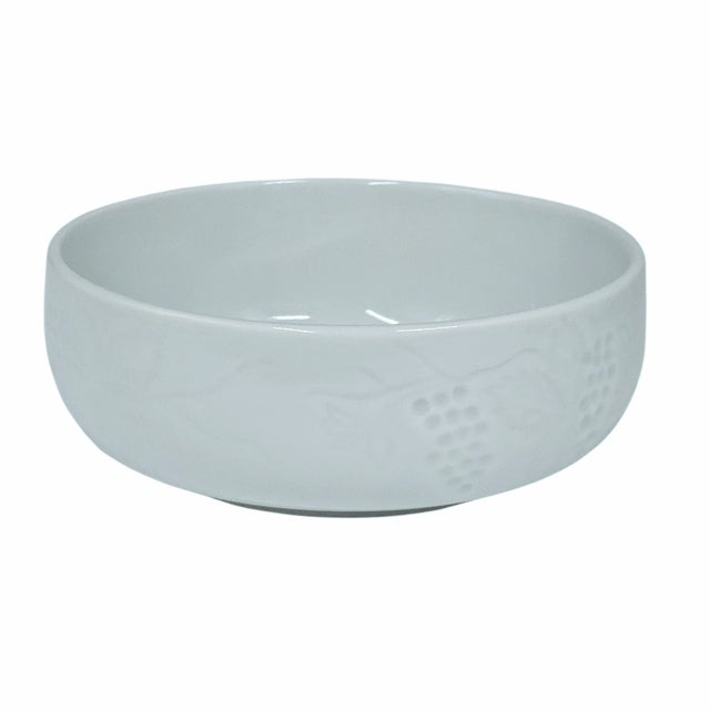 Late 20th Century VTG Korean Celadon Blue Soup Salad Bowls Grapes/Grape Leaf Pattern 5 Pc For Sale - Image 5 of 9