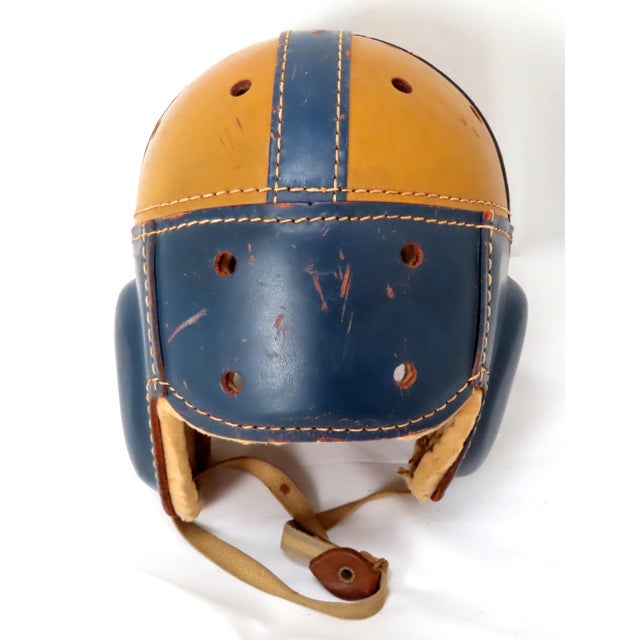 Classic Vintage 1940s Leather Football Players Helmet With Nice Colors