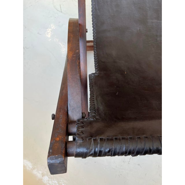 Brown Vintage Leather Sling Chair, 1980s For Sale - Image 8 of 15