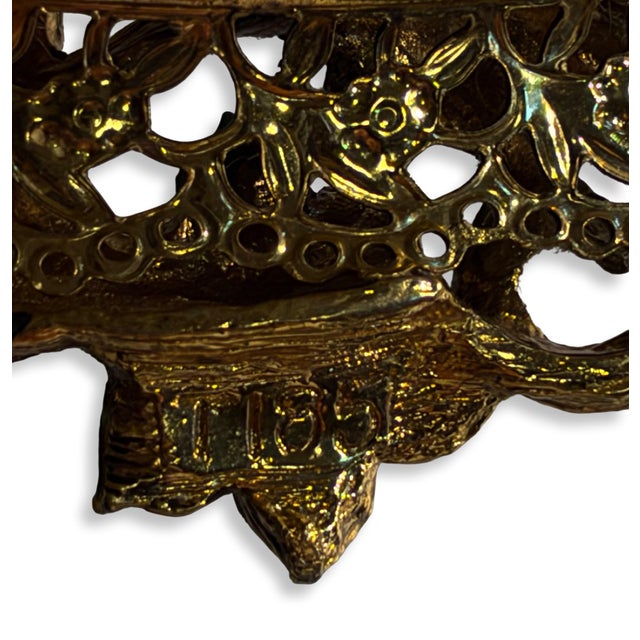 Vintage French Oval Mirrored Vanity Tray With Gilt Floral Filigree, Circa 1950s For Sale - Image 4 of 10