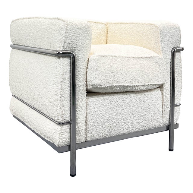LC2 Chair in Bouclé by Le Corbusier and Charlotte Perriand for Cassina For Sale