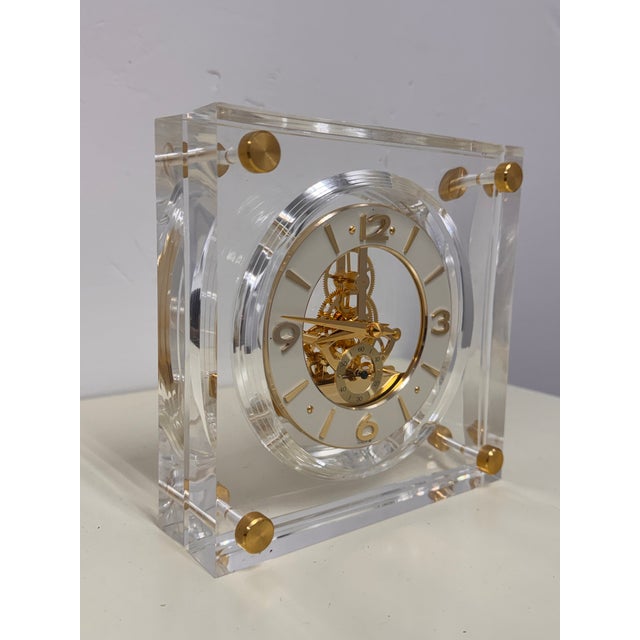 Traditional Seiko Lucite Skeleton Clock For Sale - Image 3 of 12