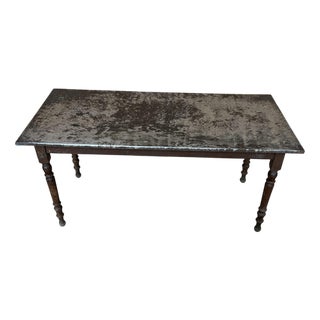 Vintage Zinc Top Rectangular Dining Table, 1950s For Sale