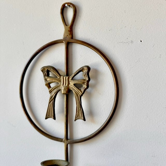 Late 20th Century Late 20th Century Brass Bow Candlestick Sconce For Sale - Image 5 of 5