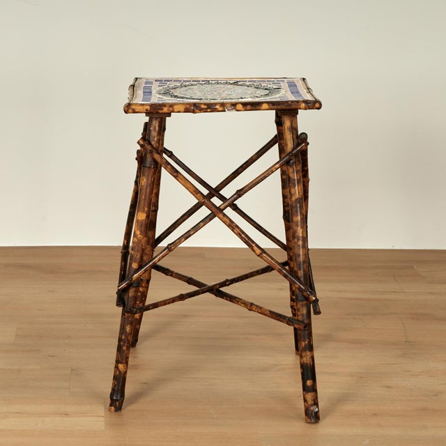 Late 18th Century Antique English Bamboo and Tile Table or Stand For Sale - Image 5 of 11