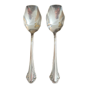 Pair of Vintage Sheffield Silver-Plate Serving Spoons, Italy