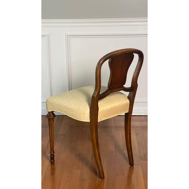 Early 20th Century French Walnut Boudoir, Vanity Chair With Floral Inlay, C. 1900s For Sale - Image 5 of 16