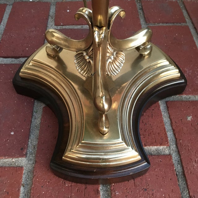 1970s Vintage French Style Brass Swing-Arm Floor Lamp & Shade by Frederick Cooper For Sale - Image 5 of 13