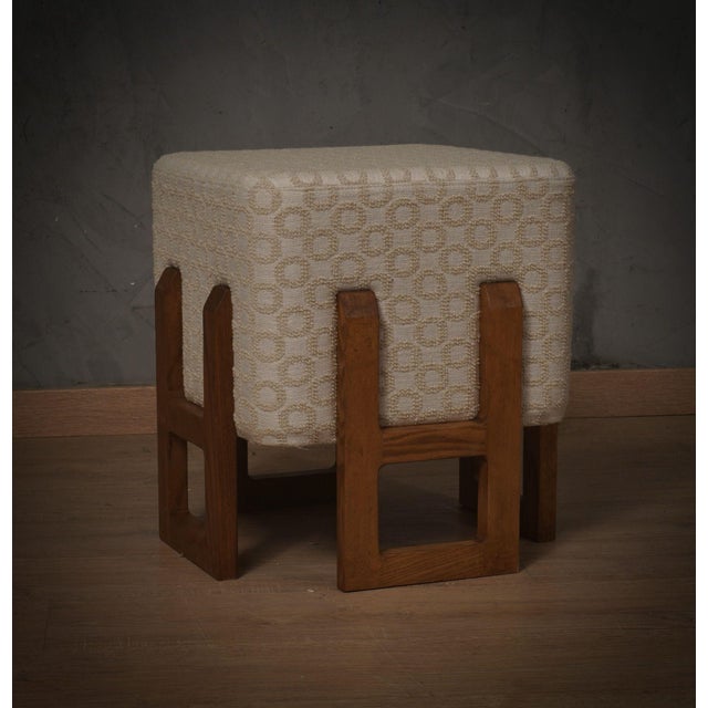 Art Deco Pouf in Wood and White Cream, 1990 For Sale - Image 11 of 11