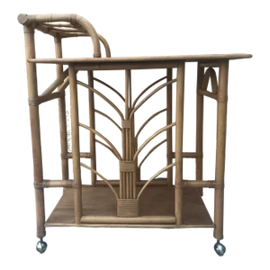 1970s Coastal Rattan and Bamboo Serving Bar