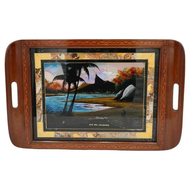 Large Vintage Morpho Butterfly Wings Serving Tray For Sale - Image 10 of 10