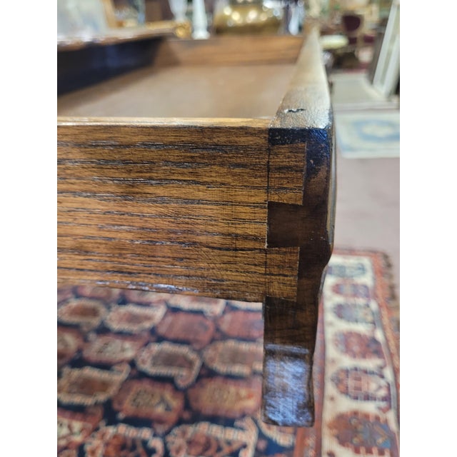 Beautiful French writing desk and game table. Features sold wood, handmade wood pegged craftsmanship, carved inlaid game...