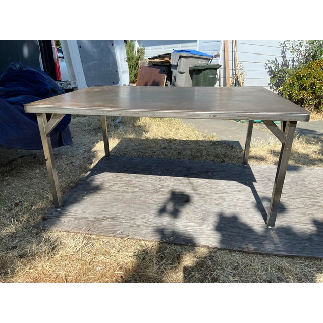 Contemporary Modern Contemporary Steel Kitchen Table For Sale - Image 3 of 12