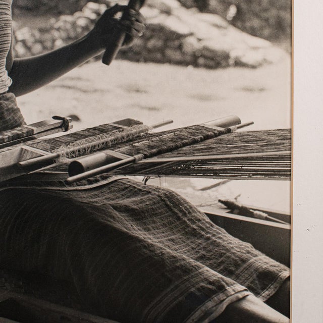 1950s Vintage Loom Weaver Photograph, Balinese Woman, Monochrome Portrait, Mid Century For Sale - Image 5 of 8