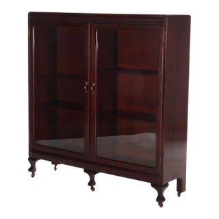 Antique Arts & Crafts Mahogany 2-Door Bookcase C1920 For Sale