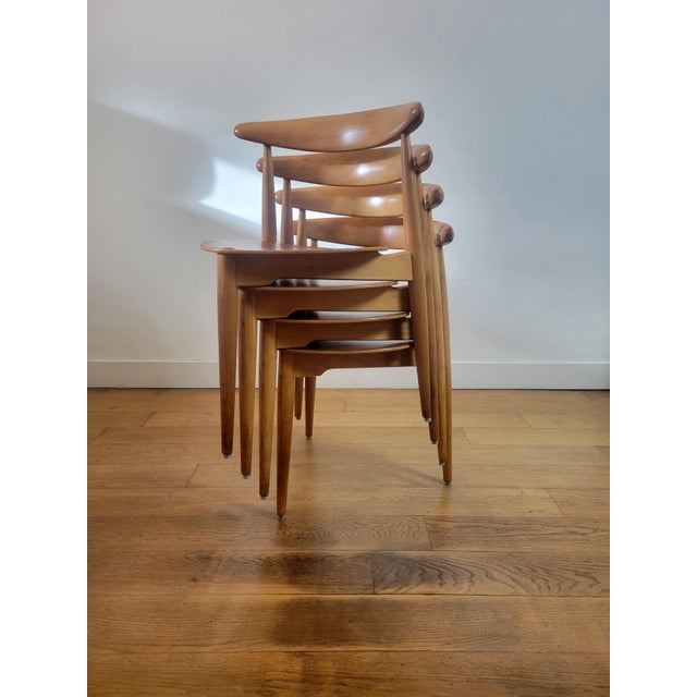 FH4103 Heart Chairs for Fritz Hansen by Hans J. Wegner, 1960s, Set of 4 For Sale - Image 3 of 18