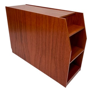 Brutalist Design Teak Storage Unit or Room Divider with Shelves, Denmark, 1970s For Sale