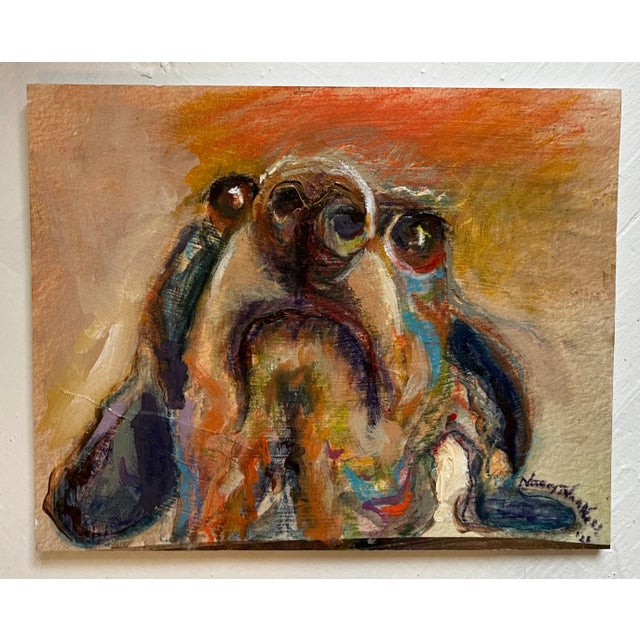 "Puppy Dog", Expressionist, Original, Pastel Oil Paintings, by Van Ness For Sale - Image 4 of 9