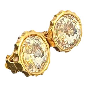 Late 20th Century Swarovski Austrian Crystal Clip on Button Round Earrings - 2 Pieces