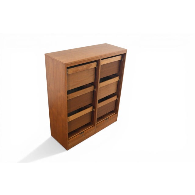 Danish Modern Tambour Locking File Cabinet in Teak | 1960s For Sale - Image 9 of 12