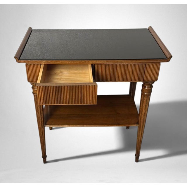 Mid-Century Modern Pair of Italian Wooden Nightstands With Black Glass Tops For Sale - Image 13 of 18