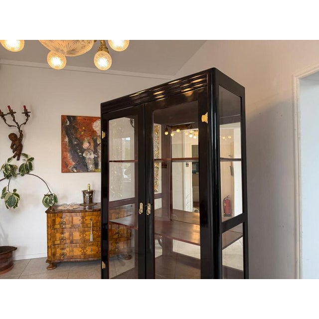 Black Art Nouveau Glass Display Cabinet, 1920s For Sale - Image 8 of 15