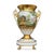 Two richly decorated porcelain vases combining painted Italianate landscapes with extensive gilding, openwork foliate...