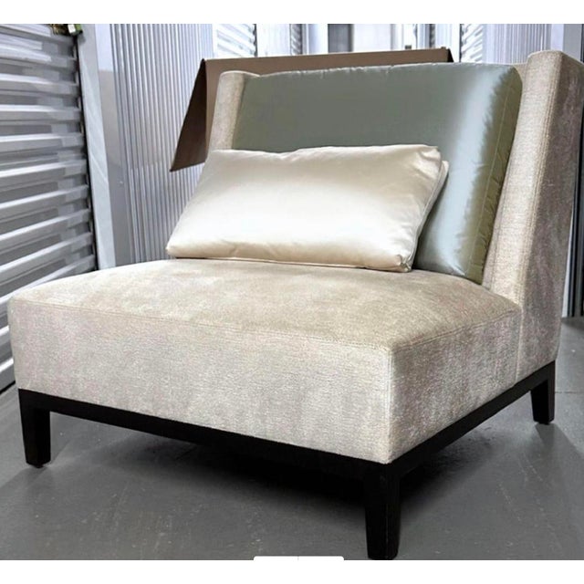 Christian Liaigre Christian Liaigre for Holly Hunt Latin Lounge Chair, Dupioni Silk, France, 2010 For Sale - Image 4 of 8