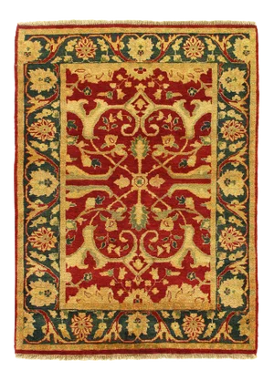 Red Color Fine Hand Knotted Agra 4' X 5'8''