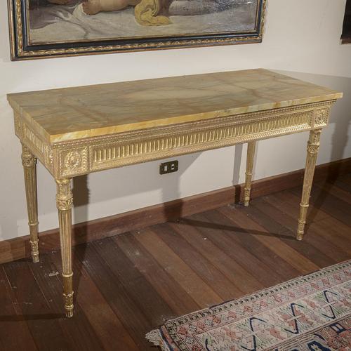 This splendid neoclassical console table is an exceptional piece for antique collectors, capable of lending a touch of...