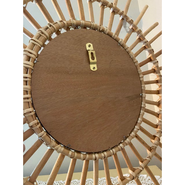 Wood Vintage Rattan Sunburst Wall Mirror – 60 Cm – Mid-Century Bohemian Style For Sale - Image 7 of 7