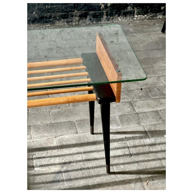 Vintage Mid-Century Wooden Side or Coffee Table with Glass Top For Sale - Image 15 of 18