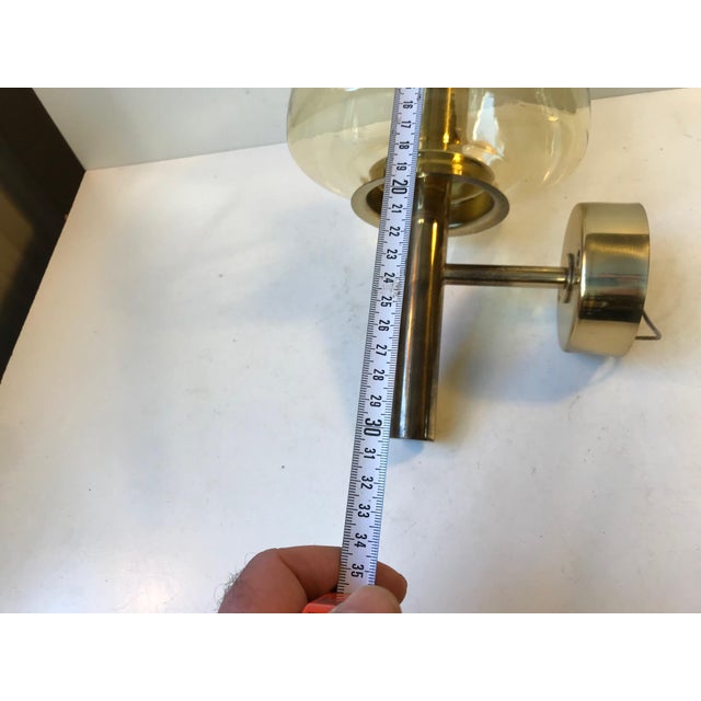 Swedish Brass and Smoked Glass Sconce by Hans-Agne Jakobsson for Markaryd, 1960s For Sale - Image 9 of 10