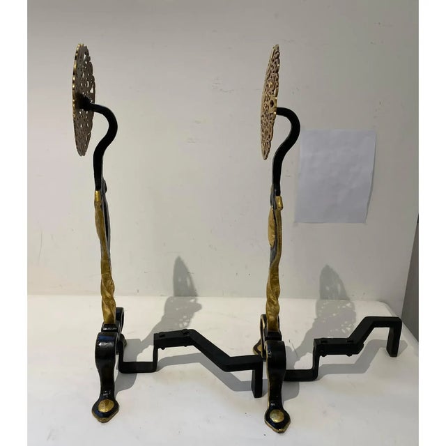 Metal Tudor Andirons 1920s For Sale - Image 7 of 13
