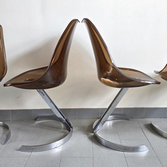 Vintage Eurosteel Chairs in Acrylic Glass and Chrome by Boris Tabacoff, 1970, Set of 4 For Sale - Image 9 of 18