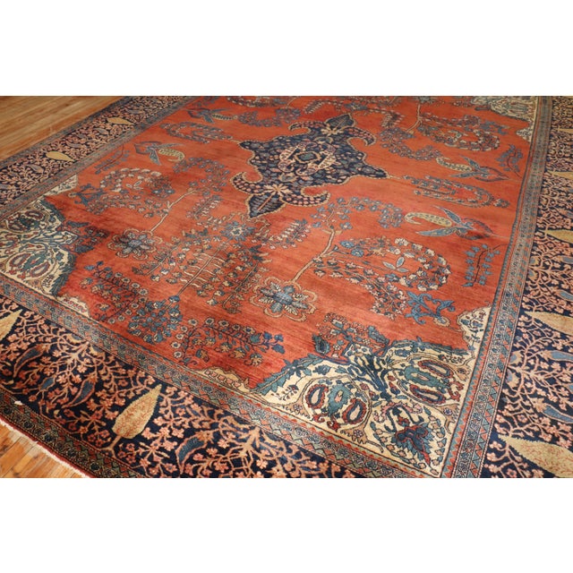 Textile Zabihi Collection Antique Persian Sarouk Ferahan Rug - 10'7" x 12'9" For Sale - Image 7 of 12