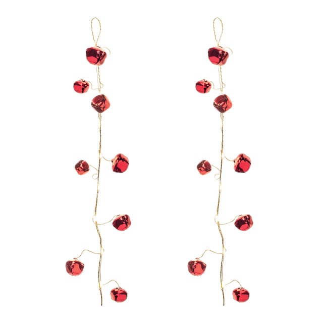 Rustic LED Sleigh Bell Garland (Set of 2) For Sale - Image 3 of 3
