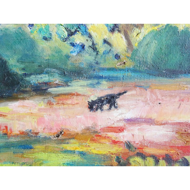 Early 20th Century Georges Castaing French Landscape Hunter and Hunting Dog Oil Painting For Sale - Image 5 of 10