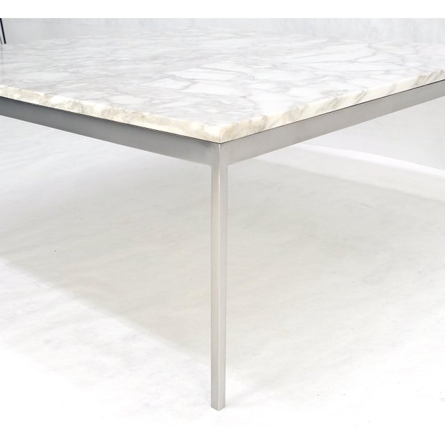 Metal Solid Stainless Steel Marble Top 42x42 Square Mid Century Modern Coffee Table For Sale - Image 7 of 15