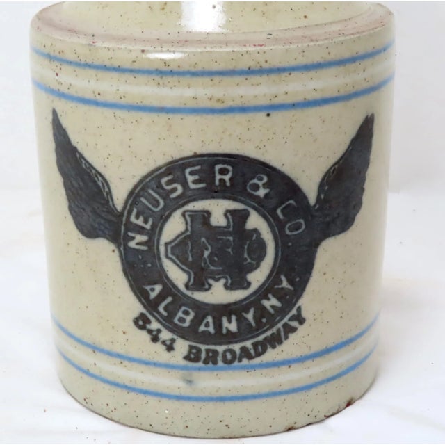 American Antique Albany New York Stoneware 1/2 Gallon Whiskey Jug For Sale - Image 3 of 13