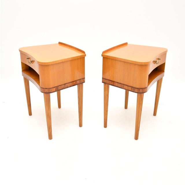 Vintage Swedish Elm Bedside Tables, 1950s, Set of 2 For Sale - Image 4 of 11
